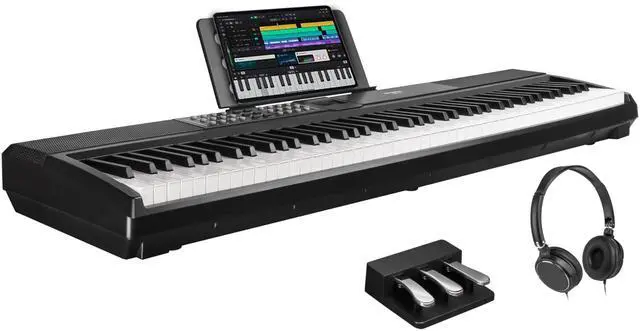 Main image of 88 Keys Weighted Keyboard with Sustain Pedal, Hammer-Action Digital Piano, 2x15W Built-In Speakers, Full-size Electric Piano Keyboard Supports USB-MIDI/Wireless Connect, SDP-120