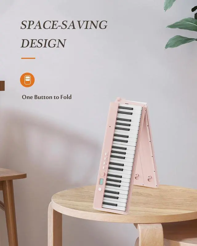 Alt view image 2 of 6 - Portable Piano Keyboard, Semi-Weighted Folding Digital Piano 88 Key, Full Size, Wood Grain, Electric Piano Keyboard w/MIDI Bluetooth, Suitable for Adult, Toddler