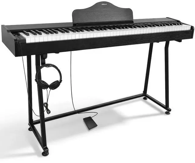 Main image of 88 Key Digital Piano+ Stand, Full Size Desk Cover Keyboard Electric Piano, Hammer-Action Weighted Keyboard, Speakers 20Wx2, DP-100(Black Wood Grain)
