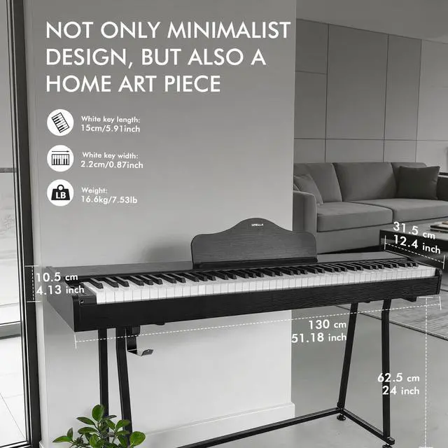 Alt view image 5 of 7 - 88 Key Digital Piano+ Stand, Full Size Desk Cover Keyboard Electric Piano, Hammer-Action Weighted Keyboard, Speakers 20Wx2, DP-100(Black Wood Grain)