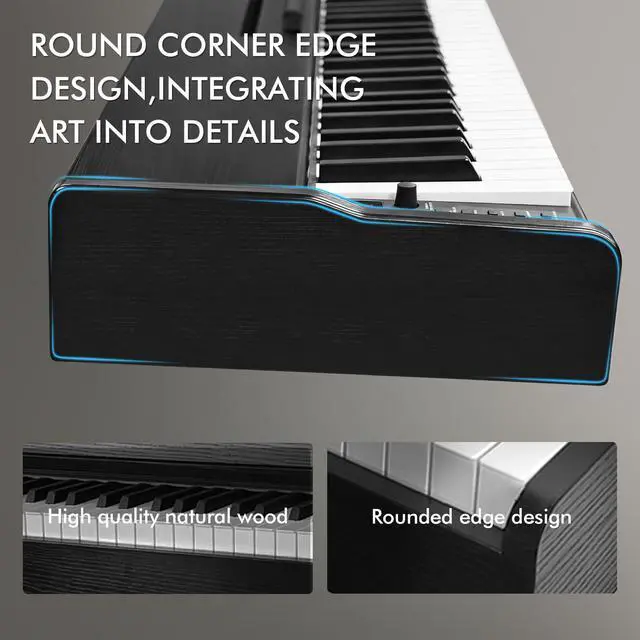 Alt view image 7 of 7 - 88 Key Digital Piano+ Stand, Full Size Desk Cover Keyboard Electric Piano, Hammer-Action Weighted Keyboard, Speakers 20Wx2, DP-100(Black Wood Grain)