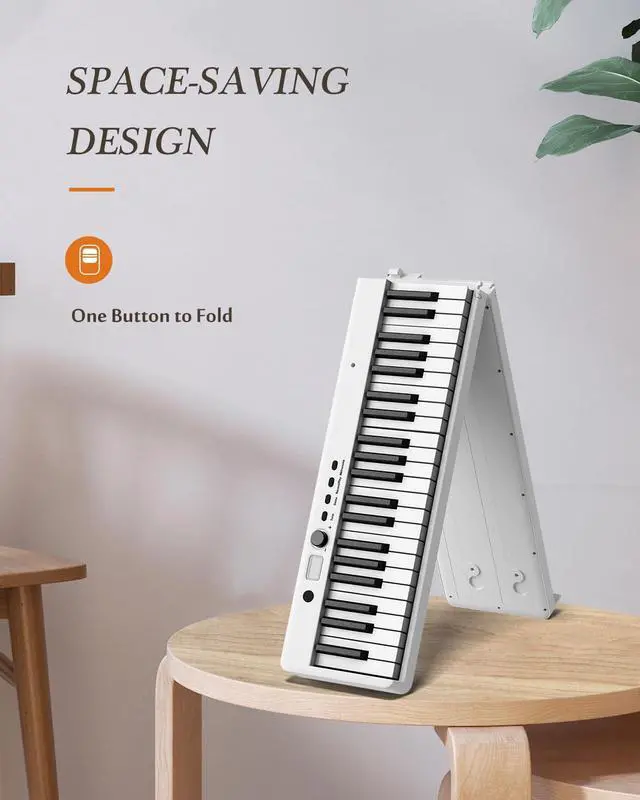 Alt view image 2 of 6 - Portable Piano Keyboard, Semi-Weighted Folding Digital Piano 88 Key, Full Size, Wood Grain, Electric Piano Keyboard w/MIDI Bluetooth, Suitable for Adult, Toddler