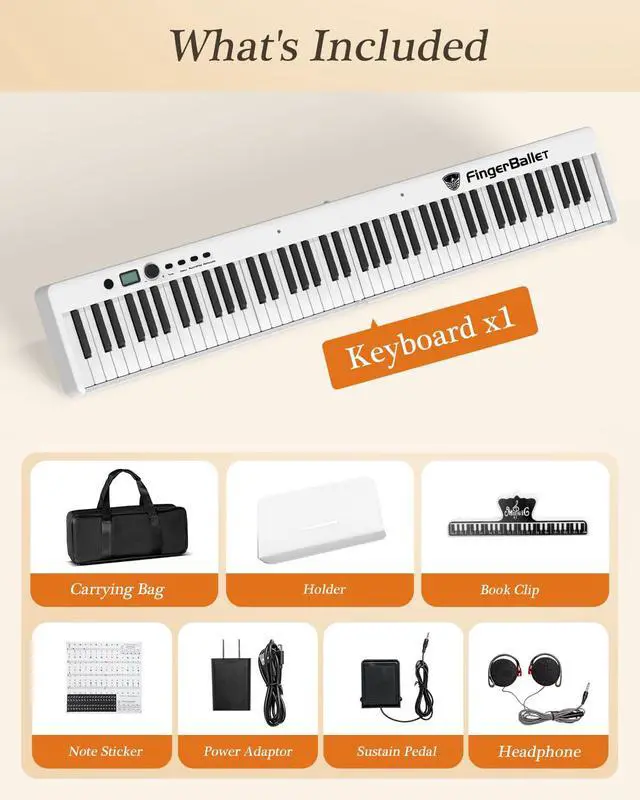 Alt view image 6 of 6 - Portable Piano Keyboard, Semi-Weighted Folding Digital Piano 88 Key, Full Size, Wood Grain, Electric Piano Keyboard w/MIDI Bluetooth, Suitable for Adult, Toddler