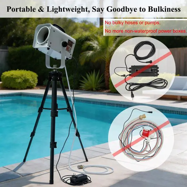 Alt view image 3 of 7 - 600W Foam Machine with Tripod Stand, Portable Party Foam Cannon Maker, Blue, Includes 2 Packs Foam Powder for Pool, Backyard, Outdoor Events, Birthdays, Summer Camp (White)