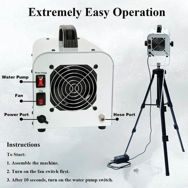 Alt view image 5 of 7 - 600W Foam Machine with Tripod Stand, Portable Party Foam Cannon Maker, Blue, Includes 2 Packs Foam Powder for Pool, Backyard, Outdoor Events, Birthdays, Summer Camp (White)