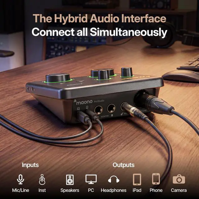 Alt view image 3 of 7 - P1 Hybrid USB Audio Interface 70dB Gain for PC Phone iPad Guitar | Auto-Gain, Loopback, Mute, ASIO, Routing Software Features, for Podcast, Streaming, Mobile Music Recording, Content Creation
