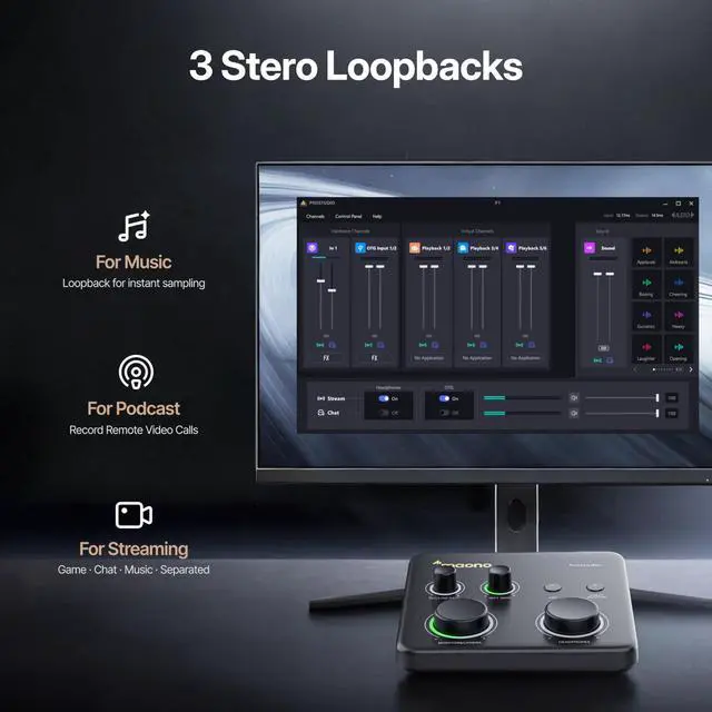 Alt view image 5 of 7 - P1 Hybrid USB Audio Interface 70dB Gain for PC Phone iPad Guitar | Auto-Gain, Loopback, Mute, ASIO, Routing Software Features, for Podcast, Streaming, Mobile Music Recording, Content Creation