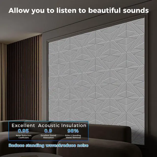 Alt view image 2 of 6 - 50 Pack Bulk Self-Adhesive Soundproof Wall Panels, 12 x 12 x 0.47 in Sound Proof Foam Panels for Walls, 1.2lb/ft³ High Density, Thicker 0.47in, Acoustic Panels, Duty for Large Walls Gray