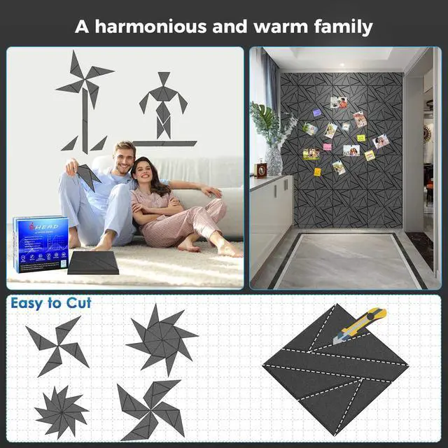 Alt view image 3 of 6 - 12 Pack Large Self-Adhesive Soundproof Wall Panels, 15.7 x 15.7 x 0.47 in Sound Proof Foam Panels for Walls, 1.2lb/ft³ High Density,Large Size Acoustic Panels, Sound Dampening Panels White