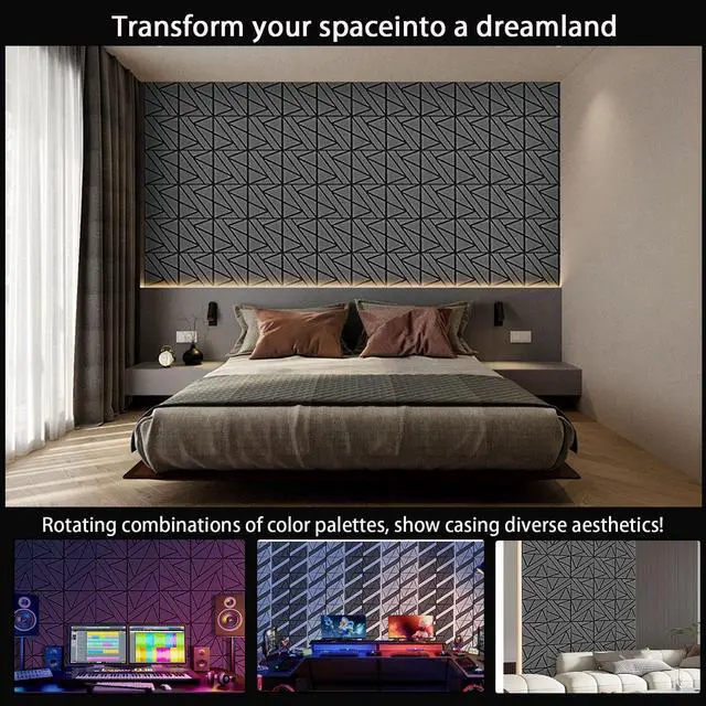 Alt view image 6 of 6 - 50 Pack Bulk Self-Adhesive Soundproof Wall Panels, 12 x 12 x 0.47 in Sound Proof Foam Panels for Walls, 1.2lb/ft³ High Density, Thicker 0.47in, Acoustic Panels, Duty for Large Walls White
