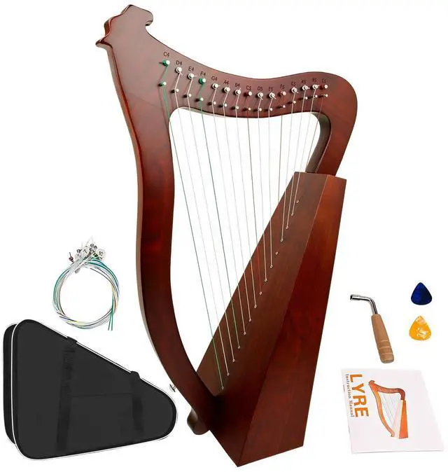 Main image of Lyre Harp, 23 Inches 15-String Zelkova Lyra Harp Kit, Stringed Musical Instruments with Tuning Wrench Gig Bag Instructions Extra Strings for Beginners Adults