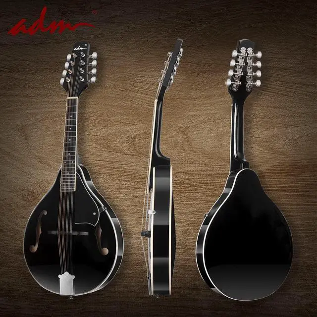 Alt view image 6 of 7 - Acoustic Mandolin Instrument Kit Music A Style for Kids Students Adults Wood Mandolins Beginner Set With Bag, Tuner, Pick-up, Strap, Strings, Picks and Hanger, Drak Black