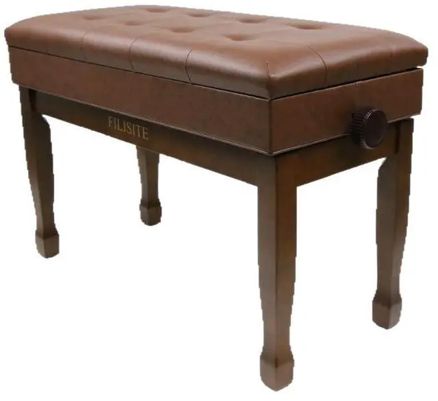 Main image of Adjustable Height Piano Bench with Storage, Solid Wood Duet Keyboard Stool, Waterproof Padded Seat Cushion, Multi-Use Bench for Piano, Vanity, Living Room, Bedroom XJ750-4(Wood)