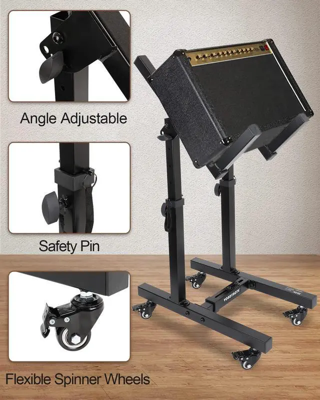 Alt view image 2 of 7 - Adjustable Mobile Guitar Amplifier Stand Combo Amp Stand Tilt | Stage Guitar Amp Stand with Wheels, Amps Speaker Cabinet Stands, Combo Amp Stands