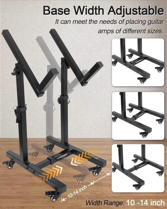 Alt view image 3 of 7 - Adjustable Mobile Guitar Amplifier Stand Combo Amp Stand Tilt | Stage Guitar Amp Stand with Wheels, Amps Speaker Cabinet Stands, Combo Amp Stands