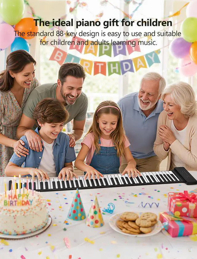 Alt view image 2 of 7 - AIVANONE 88 Key Roll Up Piano keyboard Wireless APP | Foldable Design, Rechargeable Battery, Full-Size Keyboard Layout, Easy Storage and Carrying, Ideal for Beginners