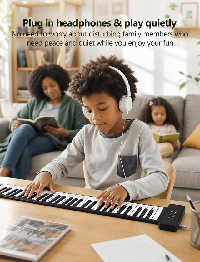 Alt view image 4 of 7 - AIVANONE 88 Key Roll Up Piano keyboard Wireless APP | Foldable Design, Rechargeable Battery, Full-Size Keyboard Layout, Easy Storage and Carrying, Ideal for Beginners