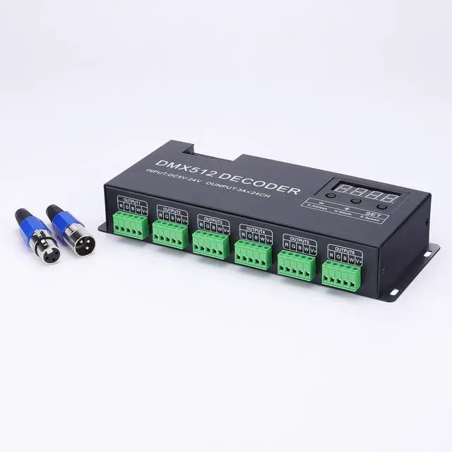 Main image of RGBW LED DMX Digital Display Decoder 24 Channel | DC 5V-24V 3A/CH 6 Groups DMX512 LED Controller Dimming Driver for RGBW LED Strip Lights