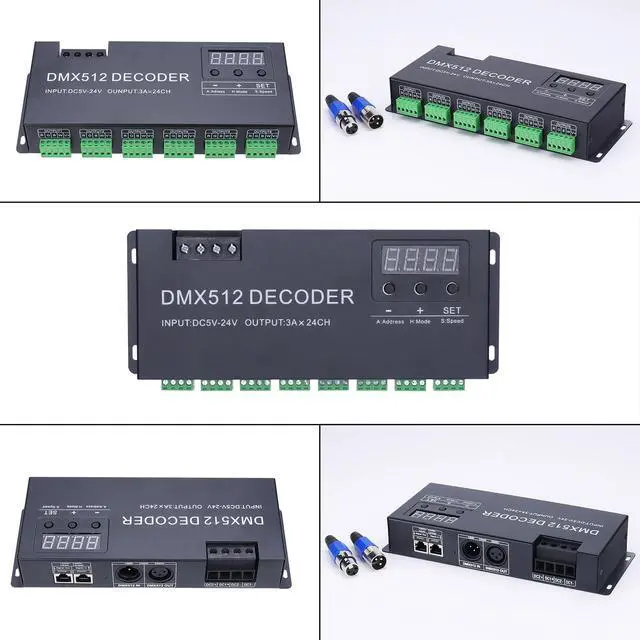 Alt view image 5 of 6 - RGBW LED DMX Digital Display Decoder 24 Channel | DC 5V-24V 3A/CH 6 Groups DMX512 LED Controller Dimming Driver for RGBW LED Strip Lights
