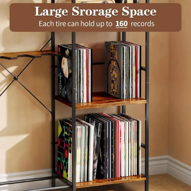 Alt view image 5 of 7 - Guitar Rack with Record Player Stand 48" H, 3 Tier Guitar Stand Shelf for Amp Player and Vinyl Record Storage, Multiple Guitar Holder for 3 Guitars Home Music Studio