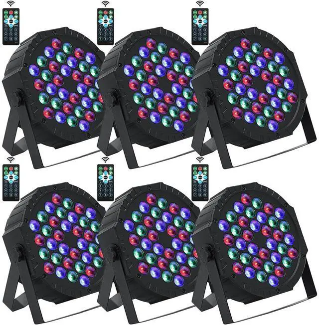 Main image of 6 Pcs 36 LED Stage Lights RGB LED Par Lights 7 Channels Uplights for Events DMX Controlled Sound Activated Stage Lighting DJ Uplighting with Remote Control for Music Concert Disco Wedding Party Club