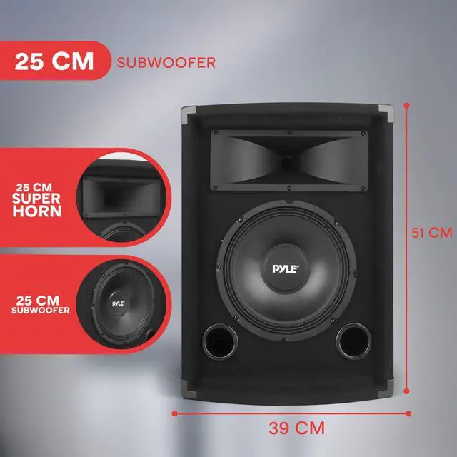 Alt view image 3 of 7 - PRO 500Watt Outdoor Sound System Vehicle Stereo Speakers w/ 10" Woofer, 1.5" Kapton VC, Dual Tweeters, 4"x10" Super Horn Midrange, Crossover Network-Pro PADH1079
