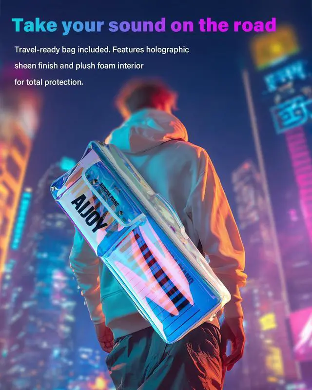 Alt view image 6 of 7 - 88 Keys Foldable Piano Keyboard with Colorful Lighted Keys Piano | Full Size Semi-Weighted Portable Keyboard Piano with USB-MIDI, Speakers, Sustain Pedal for Beginners, Travel and Small Spaces