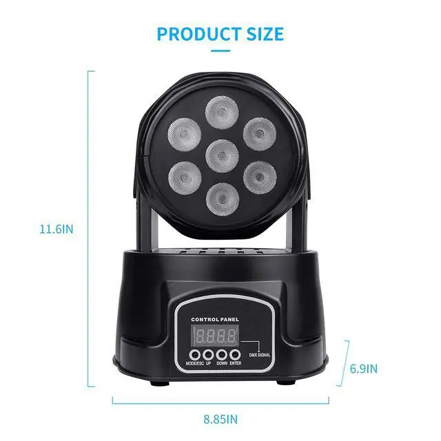 Alt view image 3 of 7 - 7x8W Moving Head DJ Lights,RGBW Stage Lighting-4 Packs | 7x8W RGBW LEDs, DMX512/Auto/Sound/Master-Slave, Mini Moving Head Light For Stage, Party, Club, Wedding Event, Festival, Disco