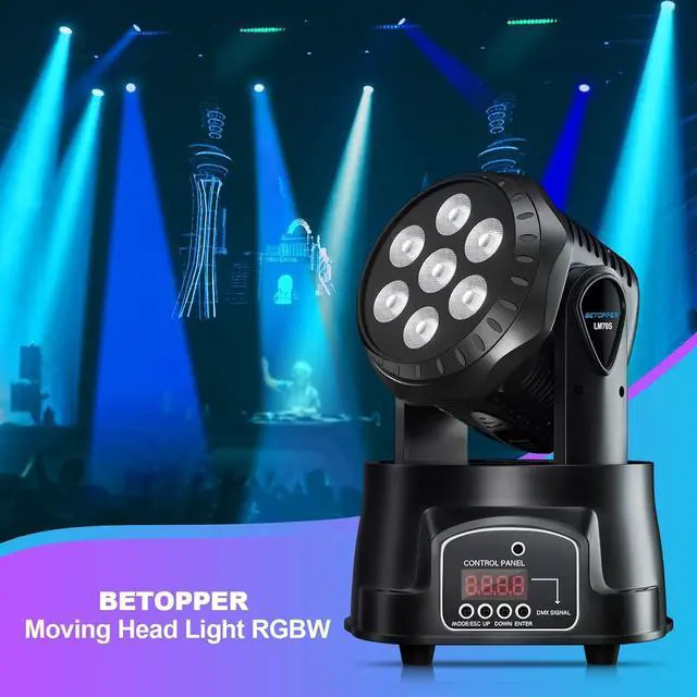 Alt view image 4 of 7 - 7x8W Moving Head DJ Lights,RGBW Stage Lighting-4 Packs | 7x8W RGBW LEDs, DMX512/Auto/Sound/Master-Slave, Mini Moving Head Light For Stage, Party, Club, Wedding Event, Festival, Disco