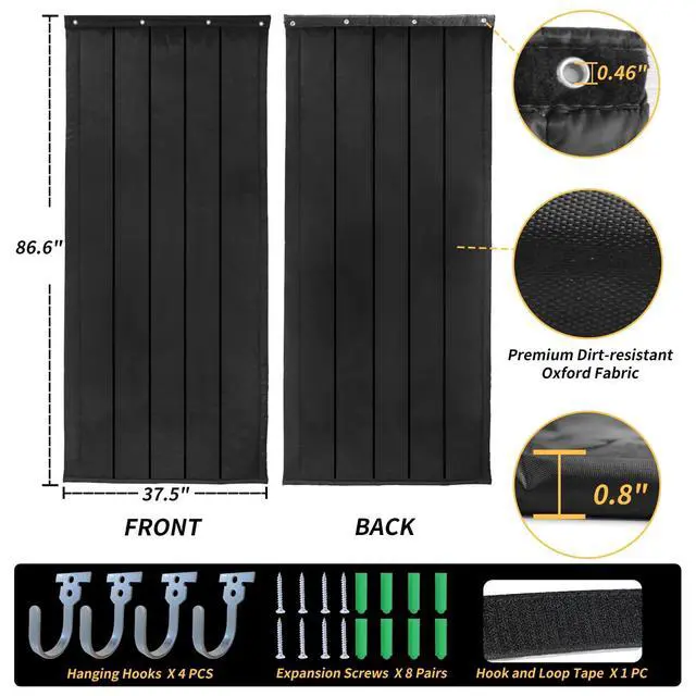 Alt view image 2 of 6 - Thick Door Soundproofing Blanket, 37.5 x 86.6 x 0.8 inches Heavy Window Sound Barrier Sheet, Bedroom Acoustic Dampening Curtain Divider, Wall Noise Blocker for Music Home Recording Studio M