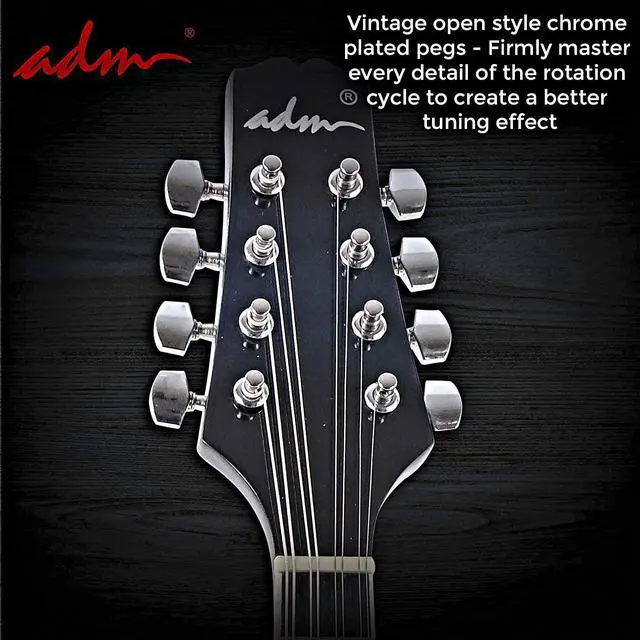 Alt view image 7 of 7 - Acoustic Mandolin Instrument Kit Music A Style for Kids Students Adults Wood Mandolins Beginner Set With Bag, Tuner, Pick-up, Strap, Strings, Picks and Hanger, Blue
