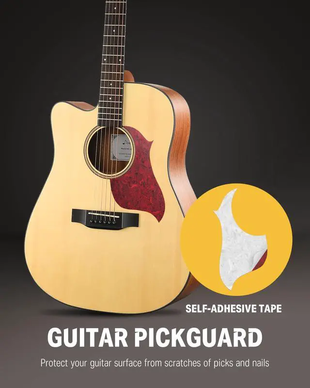 Alt view image 5 of 6 - Left Handed Acoustic Guitar Kit for Beginner Adult Full Size Cutaway Lefty Acustica Guitarra Bundle Set with Bag Strap Tuner Capo Pickguard String, 41 Inch, DAG-1CL