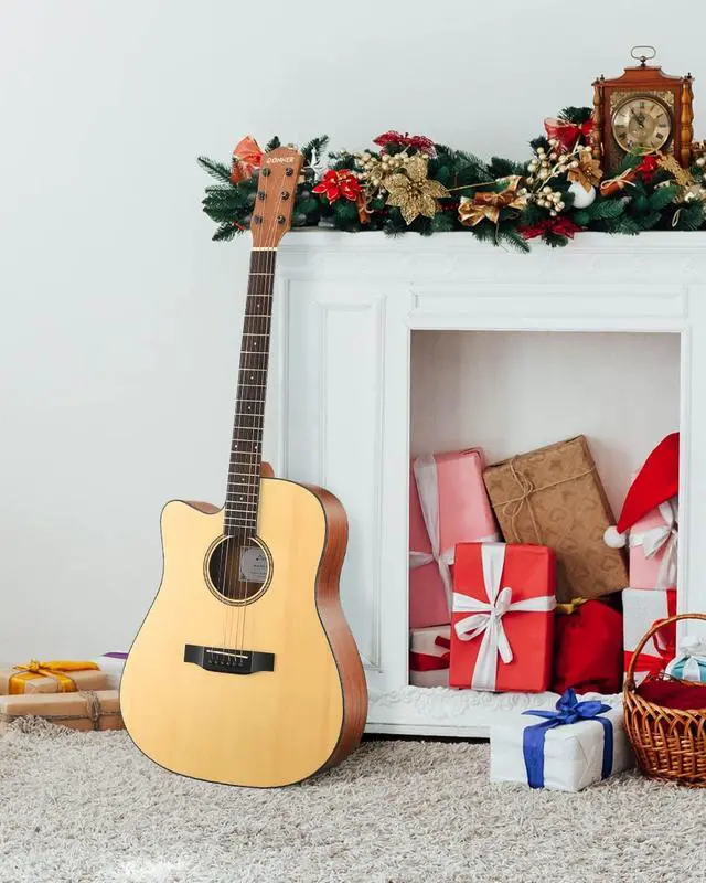 Alt view image 6 of 6 - Left Handed Acoustic Guitar Kit for Beginner Adult Full Size Cutaway Lefty Acustica Guitarra Bundle Set with Bag Strap Tuner Capo Pickguard String, 41 Inch, DAG-1CL