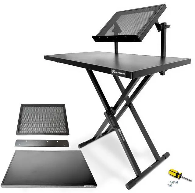 Main image of AxcessAbles Portable Two-Tier DJ Table Stand| Two Tier Piano Keyboard Stand for Sheet Music and Tablet | DJ Laptop and Controller Stand | Music Production Workstation | Booth Stand