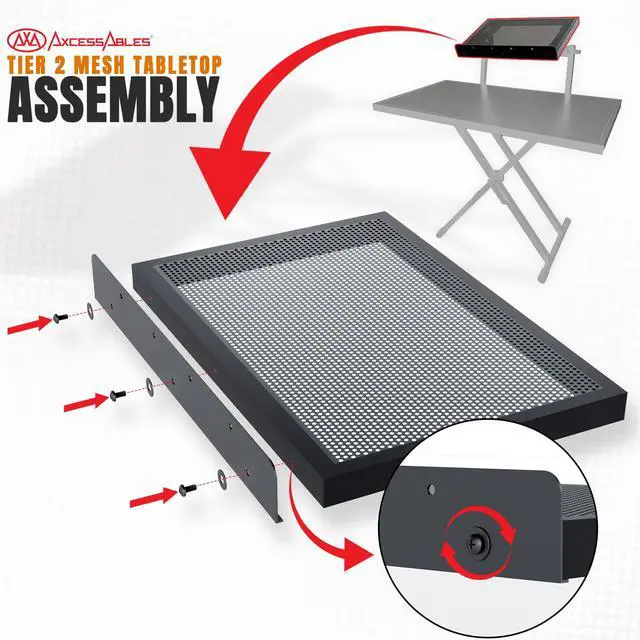 Alt view image 5 of 7 - AxcessAbles Portable Two-Tier DJ Table Stand| Two Tier Piano Keyboard Stand for Sheet Music and Tablet | DJ Laptop and Controller Stand | Music Production Workstation | Booth Stand