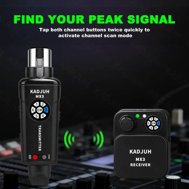 Alt view image 4 of 7 - MX3 Wireless in Ear Monitor System 2.4ghz Stereo IEM System Transmitter and bodypack Receiver for Studio, Band Rehearsal, Live Performance, Channel Scan Mode