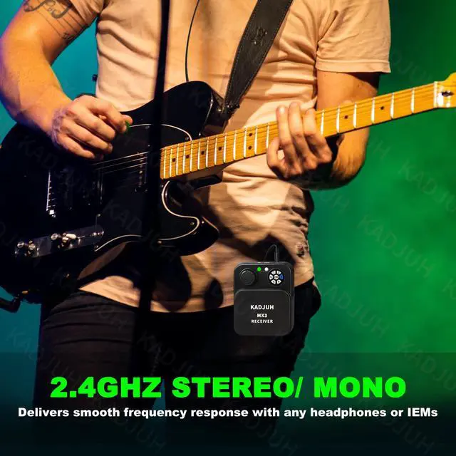Alt view image 3 of 7 - MX3 Wireless in Ear Monitor System 2.4ghz Stereo IEM System Transmitter and bodypack Receiver for Studio, Band Rehearsal, Live Performance, Channel Scan Mode