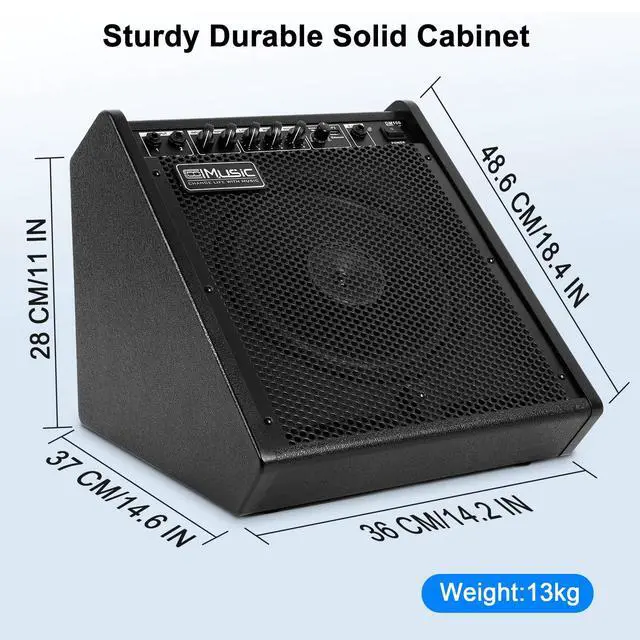 Alt view image 3 of 7 - Electric Drum Amp 65W Professional Wireless Electronic Amplifier for Drum Set Speaker 3-Band EQ USB Personal Monitor Keyboard Speaker, Black