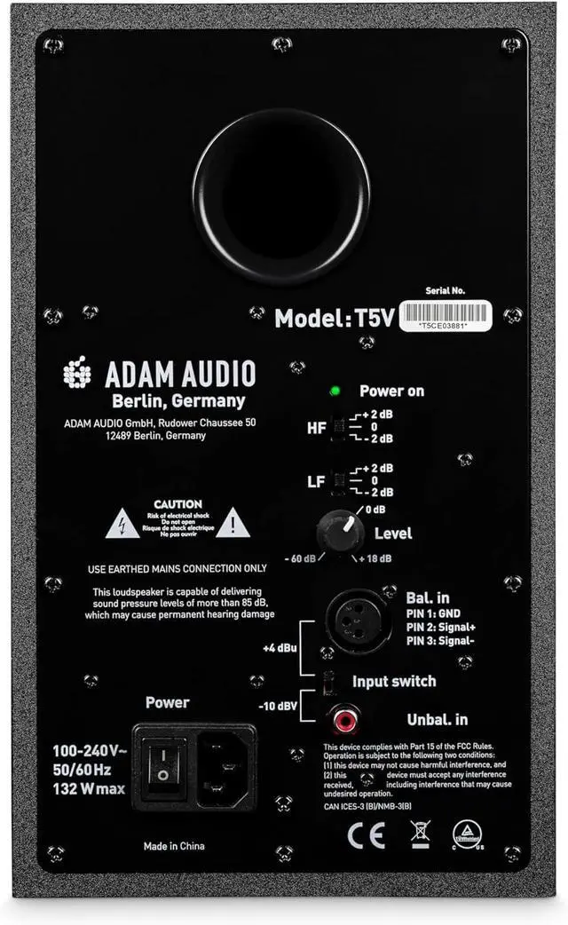 Alt view image 3 of 7 - T5V Studio Monitor | 2-Way, U-ART Tweeter, 5" Woofer, 70W, 45Hz-25kHz, 106dB SPL per pair, XLR/RCA, Low/High Shelf EQ