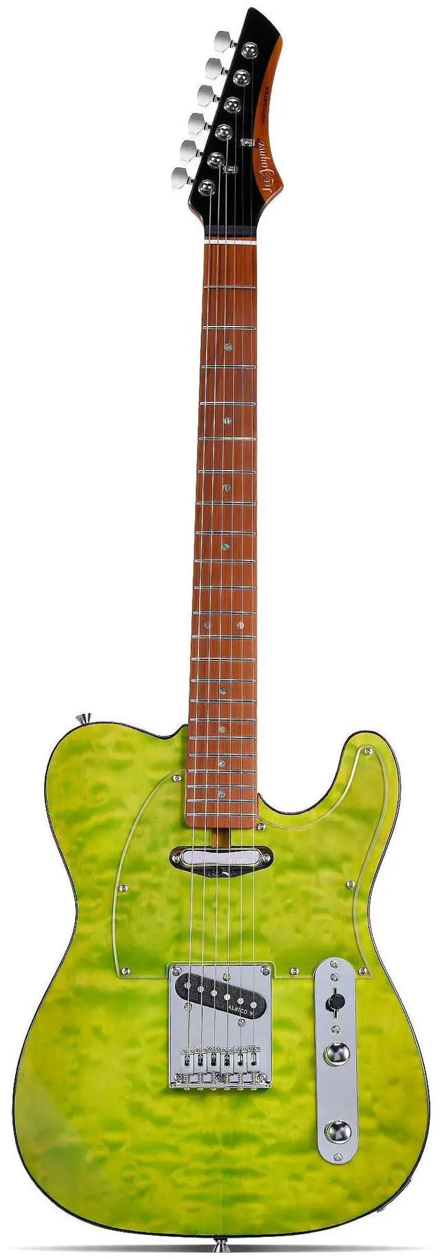 Main image of TL Electric Guitar - Ocean Maple Top, Mahogany Body, Maple Neck - Alnico V Pickups, Locking Tuners- Solid Choice for Beginners & Intermediate Players (Green Ocean)