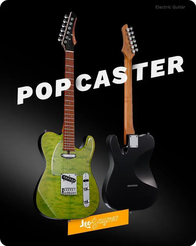 Alt view image 5 of 7 - TL Electric Guitar - Ocean Maple Top, Mahogany Body, Maple Neck - Alnico V Pickups, Locking Tuners- Solid Choice for Beginners & Intermediate Players (Green Ocean)
