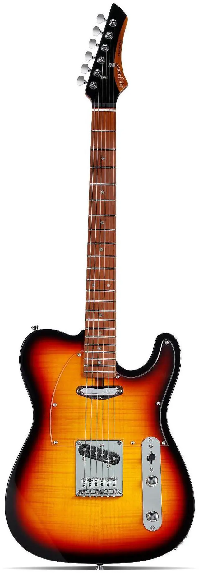Main image of TL Electric Guitar - Flame Maple Top, Mahogany Body, Maple Neck - Alnico V Pickups, Locking Tuners - Solid Choice for Beginners & Intermediate Players (Sunburst)
