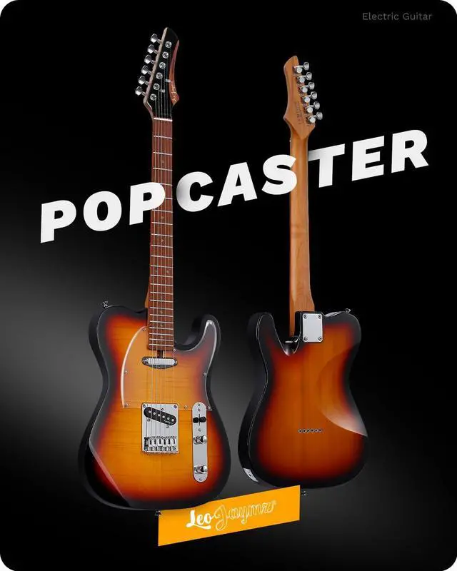 Alt view image 2 of 7 - TL Electric Guitar - Flame Maple Top, Mahogany Body, Maple Neck - Alnico V Pickups, Locking Tuners - Solid Choice for Beginners & Intermediate Players (Sunburst)