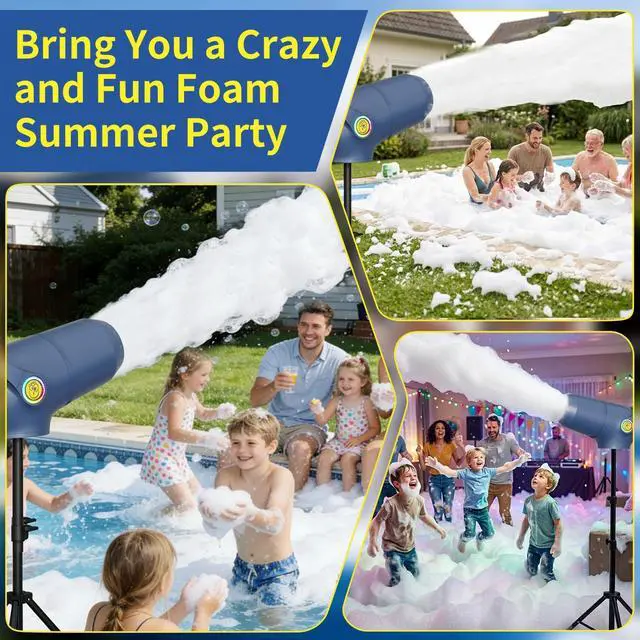 Alt view image 2 of 7 - Party Foam Cannon, Foam Machine for Party, 3 Modes Detachable Front Barrel Adjustable Wind Speed, Foam Making Machine for Garden Backyard Pool Indoor