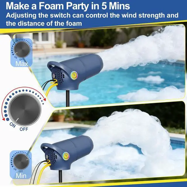 Alt view image 5 of 7 - Party Foam Cannon, Foam Machine for Party, 3 Modes Detachable Front Barrel Adjustable Wind Speed, Foam Making Machine for Garden Backyard Pool Indoor