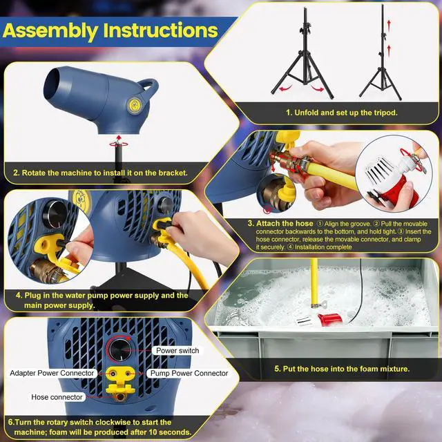 Alt view image 7 of 7 - Party Foam Cannon, Foam Machine for Party, 3 Modes Detachable Front Barrel Adjustable Wind Speed, Foam Making Machine for Garden Backyard Pool Indoor