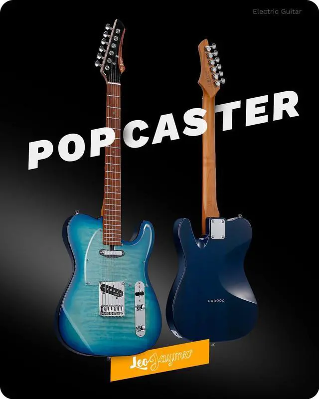Alt view image 5 of 7 - TL Electric Guitar - Ocean Maple Top, Mahogany Body, Maple Neck - Alnico V Pickups, Locking Tuners- Solid Choice for Beginners & Intermediate Players (Blue Ocean)