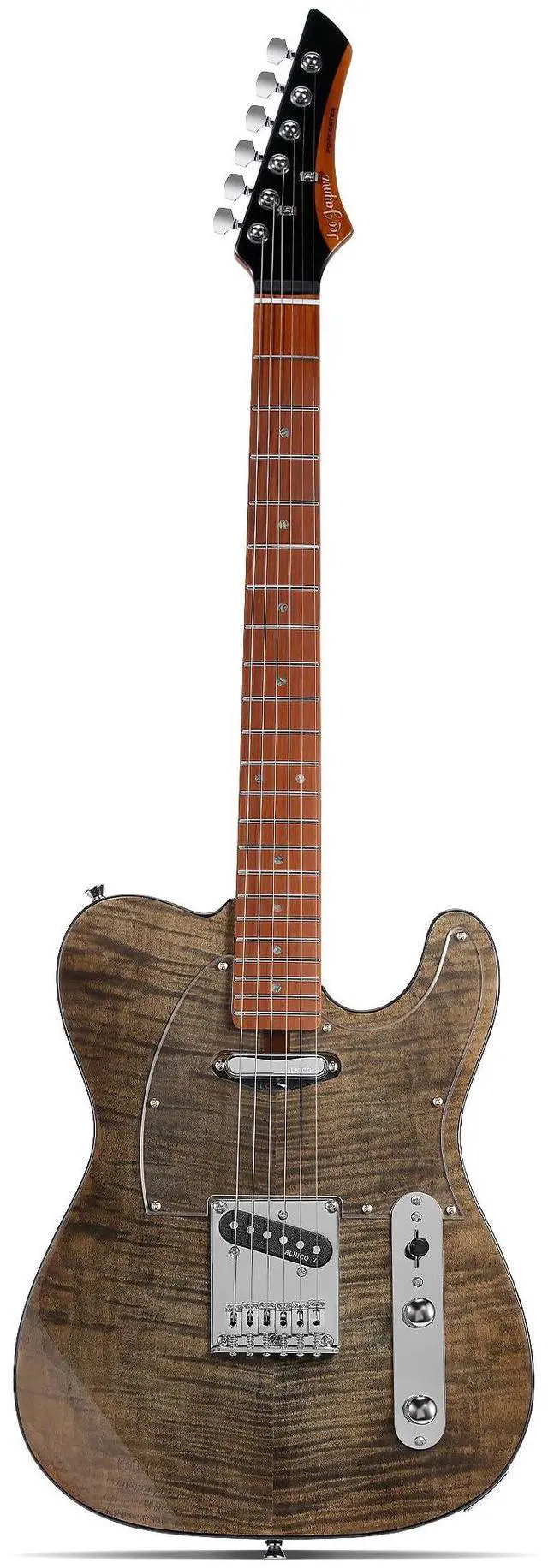 Main image of TL Electric Guitar - Flame Maple Top, Mahogany Body, Maple Neck - Alnico V Pickups - Solid Choice for Beginners & Intermediate Players (Black Flame)