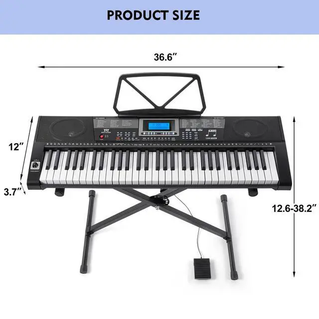 Alt view image 5 of 7 - Piano Keyboard, 61 Key Learning Keyboard Piano with Lighted Up Keys | MEKS-500 with Stand, Pedal, Headphones/Microphone, USB/Midi,Joystick, Built-in Speakers,Electric Piano Keyboard for Beginners