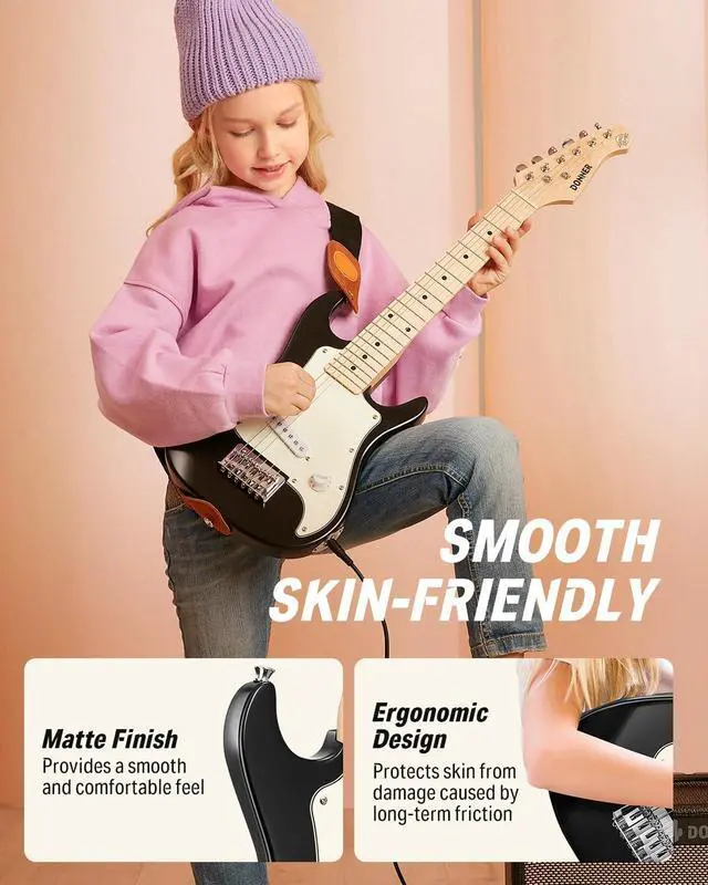 Alt view image 4 of 7 - 30 Inch Kids Electric Guitar Beginner Kits ST Style Mini Electric Guitar for Boys Girls with Amp, 600D Bag, Tuner, Picks, Cable, Strap, Extra Strings, DSJ-100, Black
